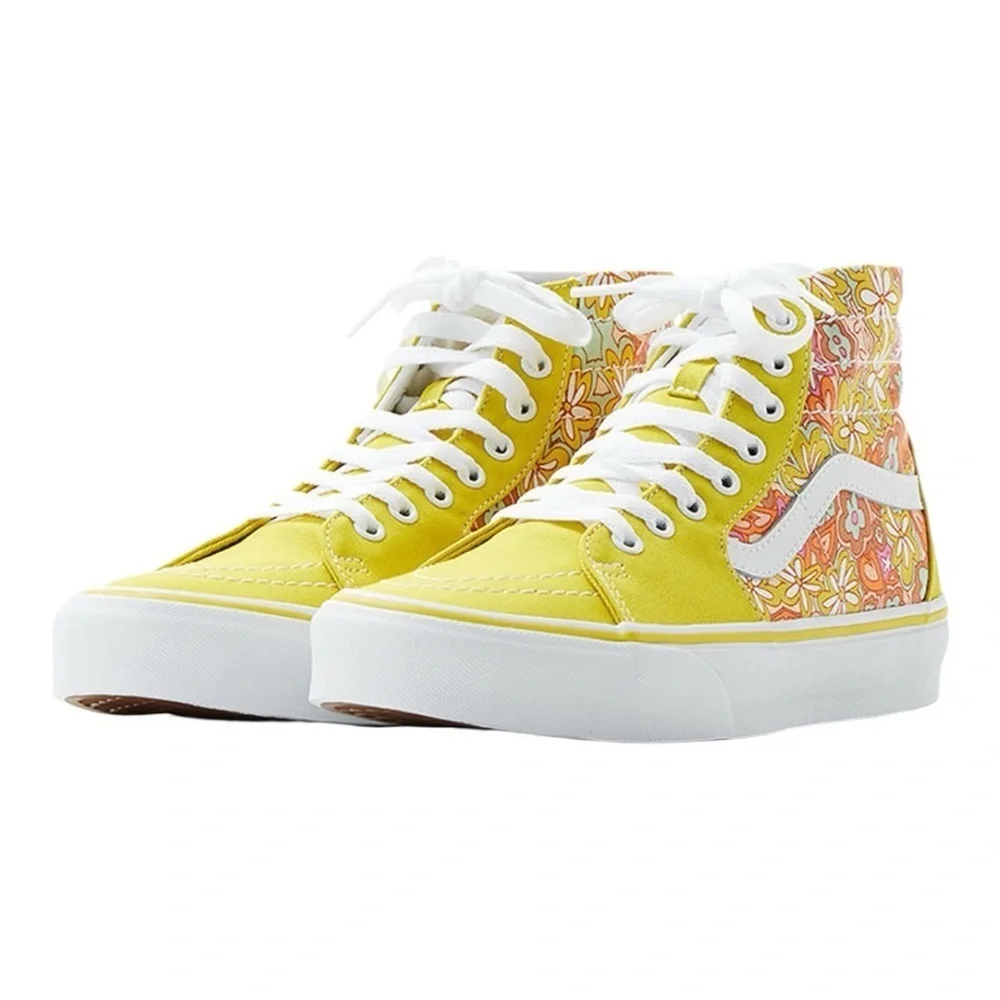 Vans Floral Yellow and Orange Sneakers UNISEX MEN 5.5  WOMEN 7